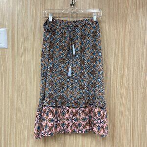 Loft Blue Print Skirt Size Large